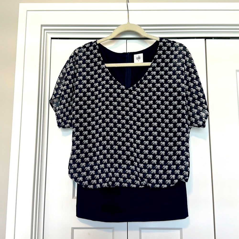 CAbi Elephant Parade blouse EUC